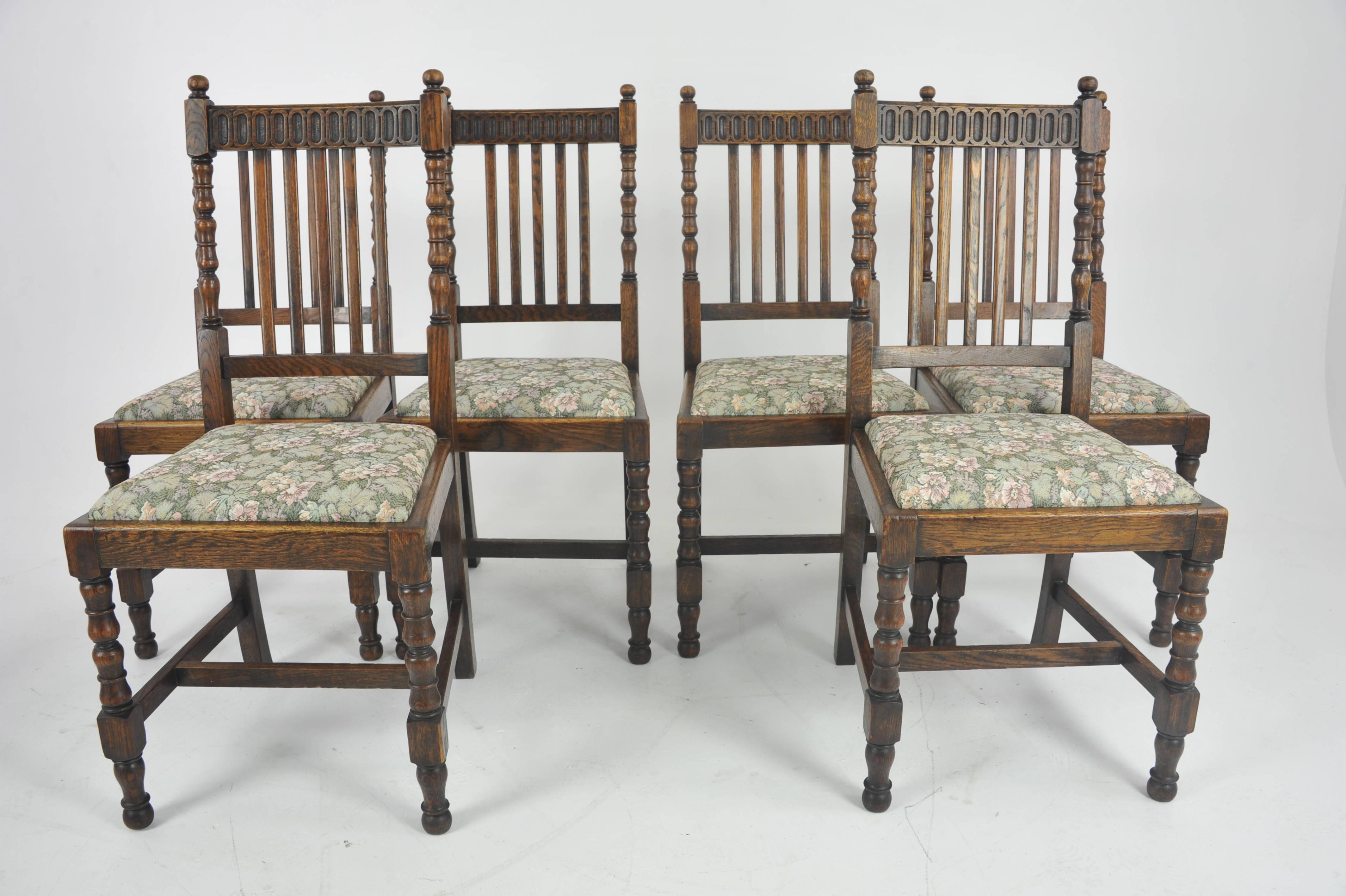 French Antique Dining Chairs, 8 High Back Chairs, Oak, France, 1900 GREATLY REDUCED!!