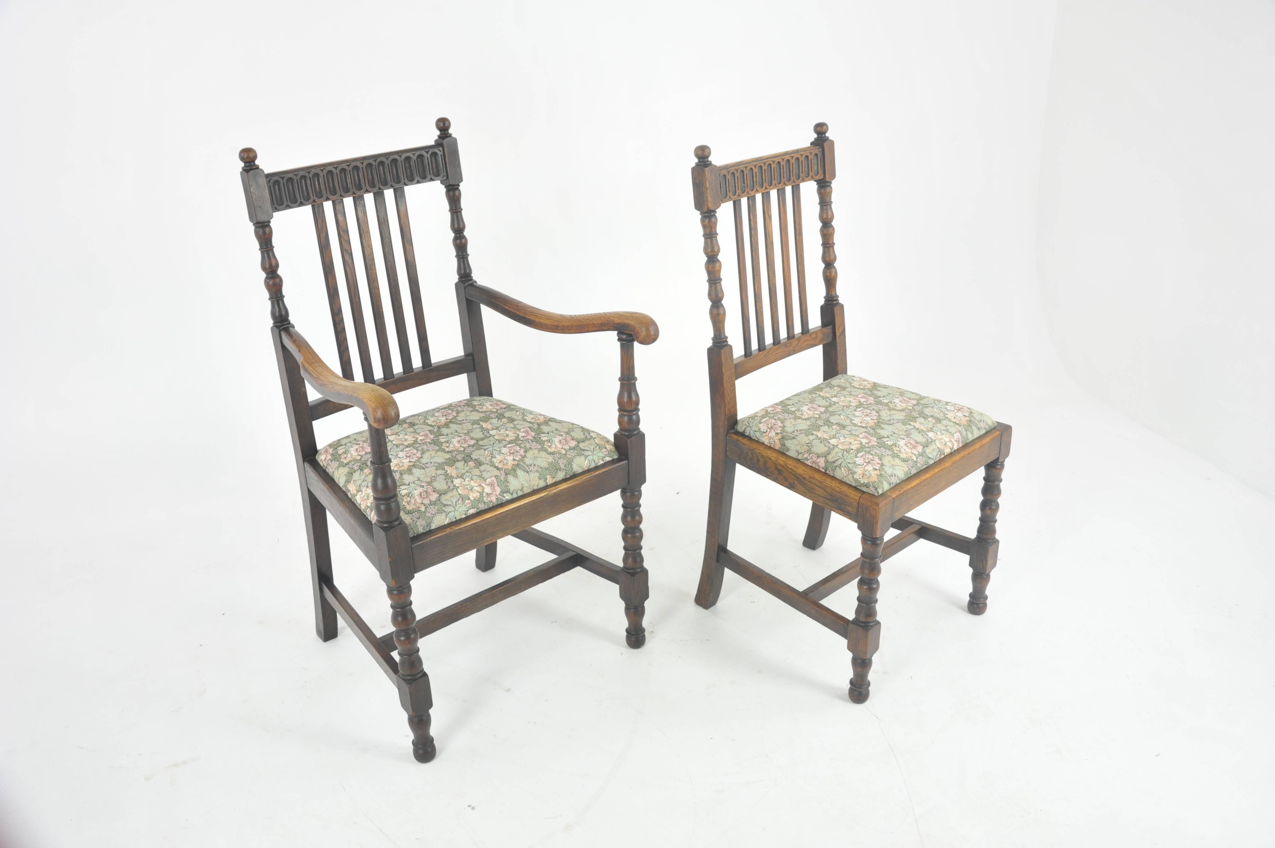 Antique Dining Chairs, 8 High Back Chairs, Oak, France, 1900 GREATLY REDUCED!! In Good Condition In Vancouver, BC