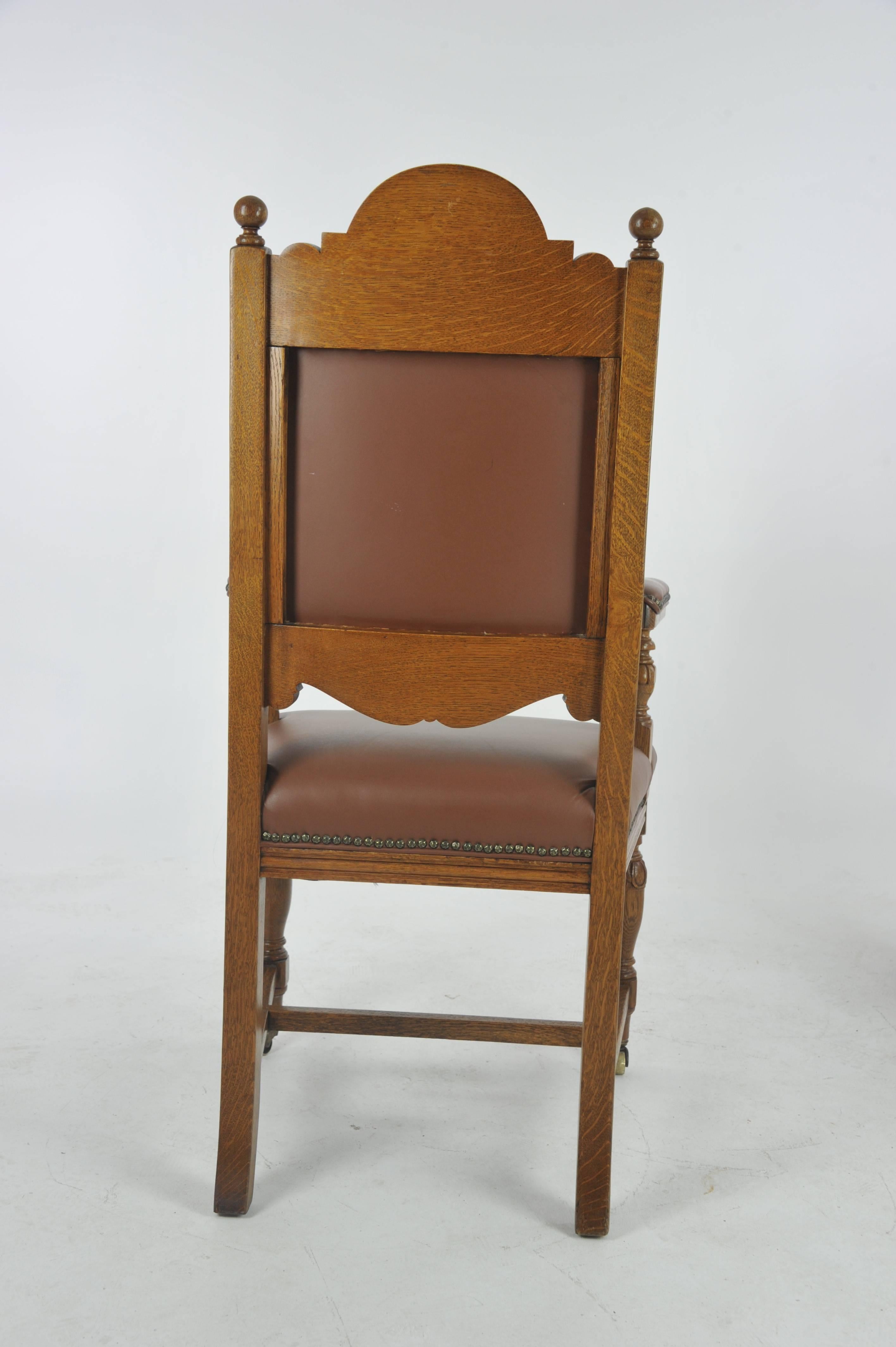 Antique Dining Chairs, Carved Oak, Six Chairs, Scotland, 1880 2