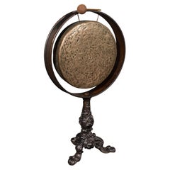 Antique Dining Hall Gong, English Bronze, Cast Iron, Ceremonial, Victorian, 1850