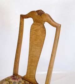 Sedie da sala da pranzo in stile rococò in mogano chiaro e tessuto degli anni '20