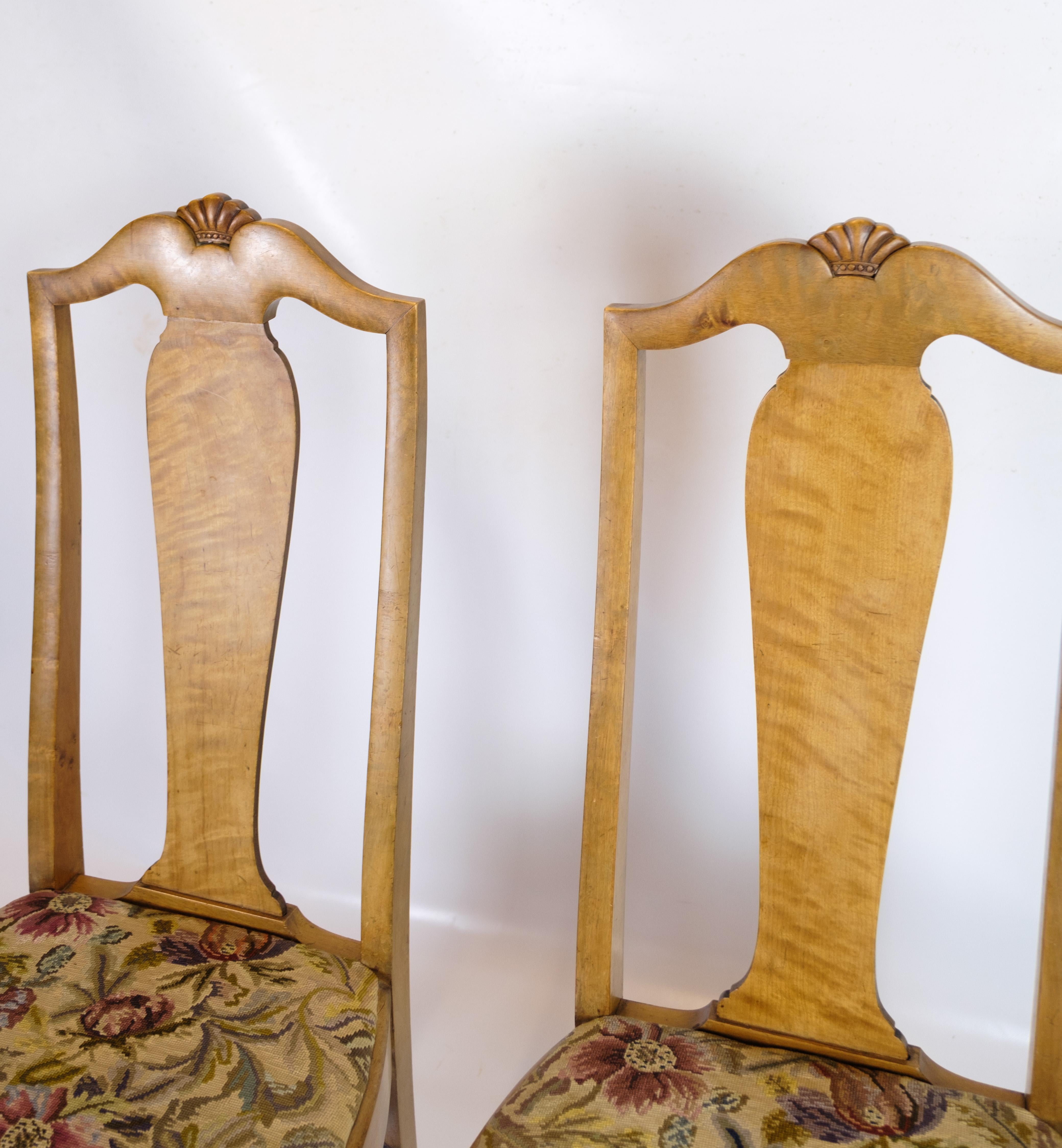Acajou Chaises de salle à manger anciennes en acajou clair style rococo des années 1920 en vente