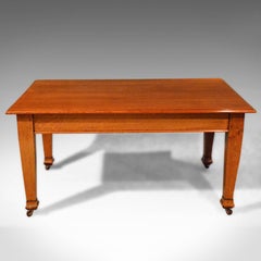 Antique Dining Six-Seat English Oak Kitchen Table, Edwardian, circa 1910
