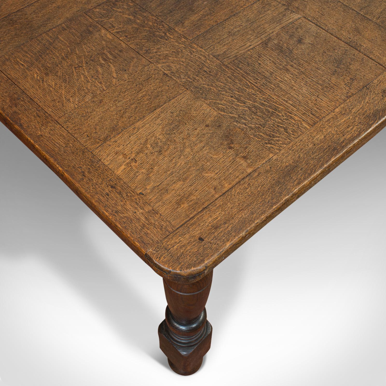 20th Century Antique Dining Table, English, Oak, 6 Seat, Country House, Victorian, 1900