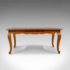 Antique Dining Table, French, Extending, Draw-Leaf, Oak Parquet, Seats Ten