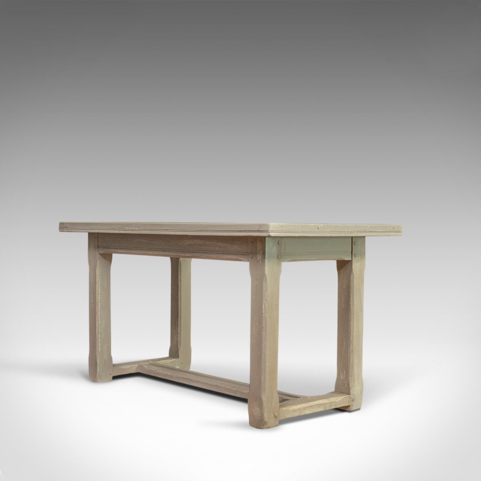 English Antique Dining Table, Jacobean Revival, Painted, Oak, Refectory, 4-Seat