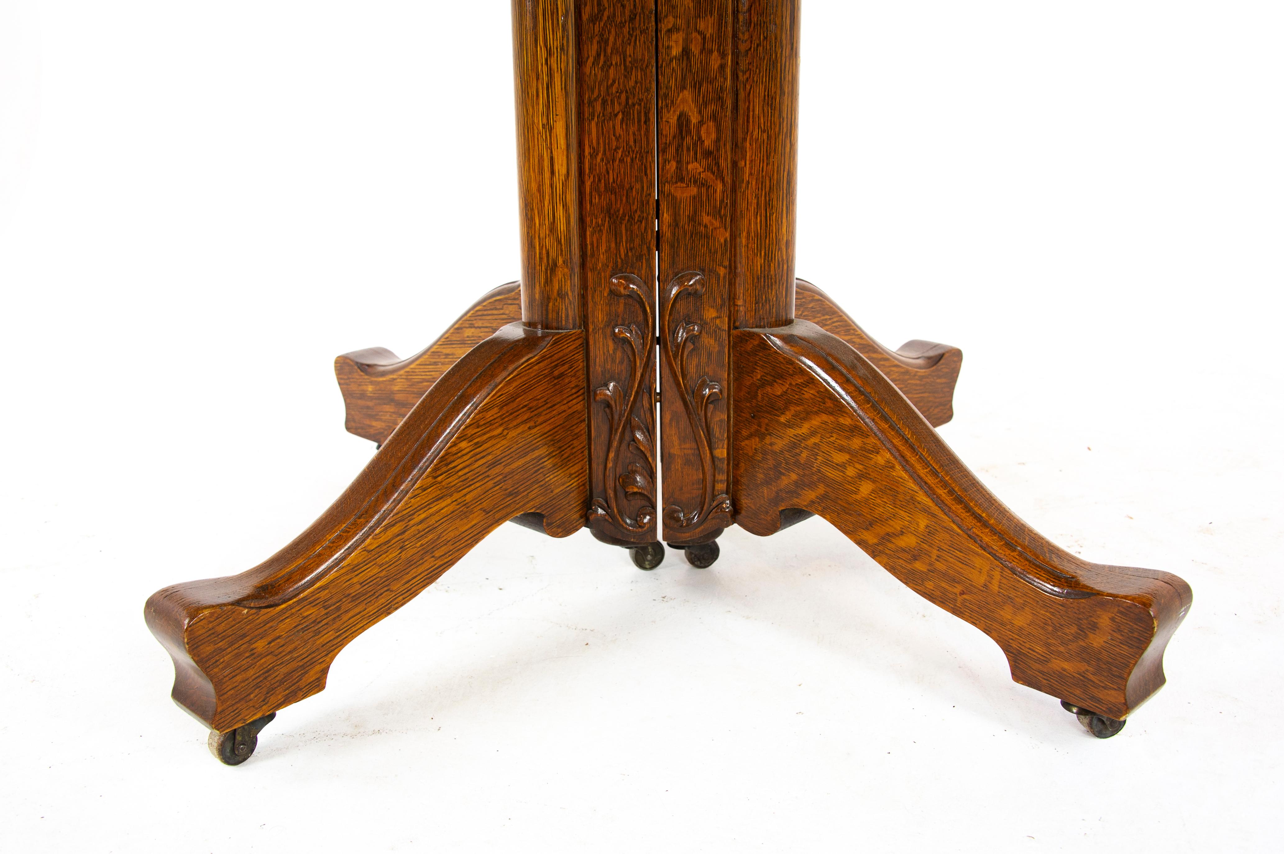 Antique Dining Table, Pedestal Table, Vintage Oak Table, America, 1910 3