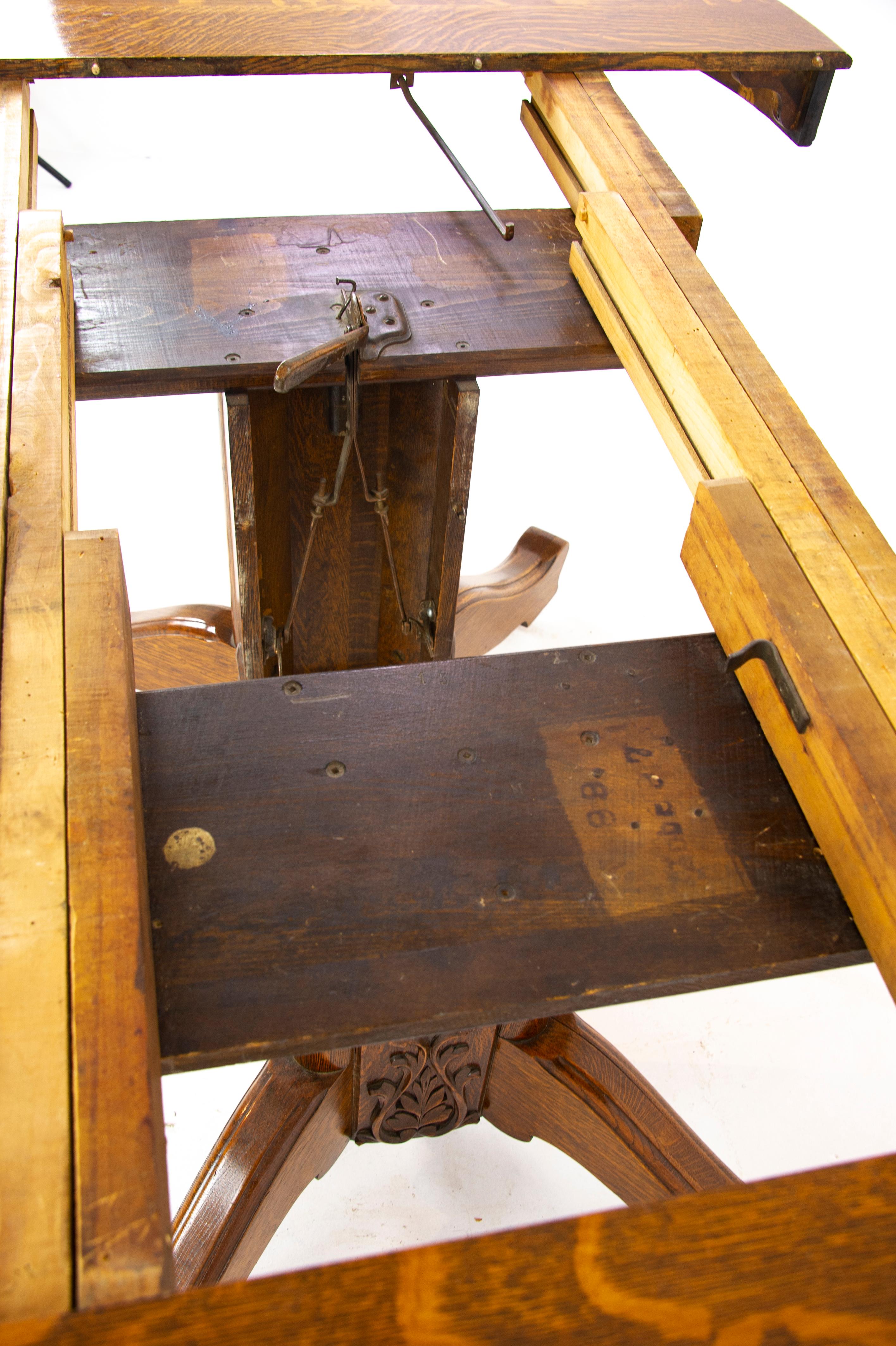 Hand-Crafted Antique Dining Table, Pedestal Table, Vintage Oak Table, America, 1910