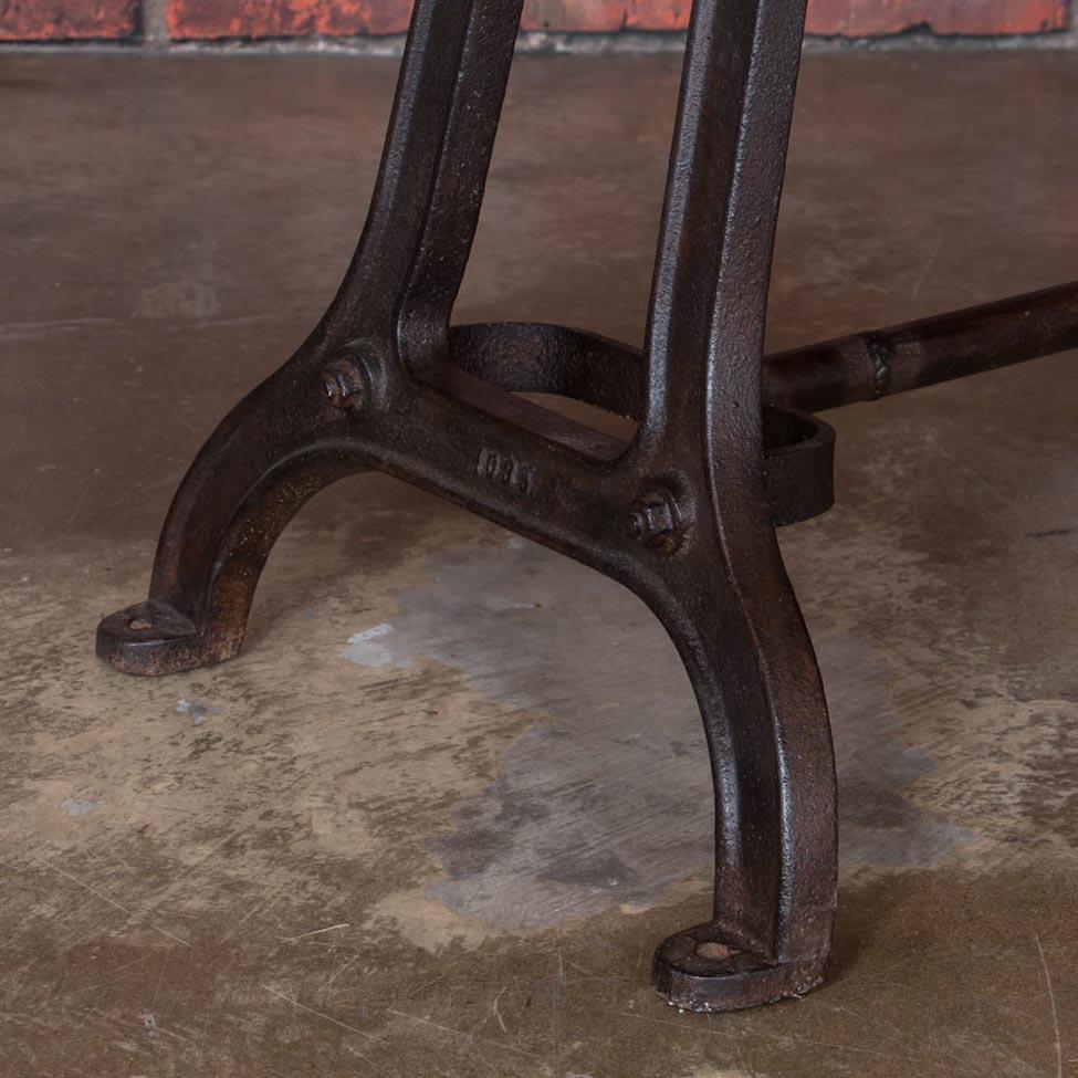 Antique Dining Table with Industrial Iron Base In Good Condition In Round Top, TX