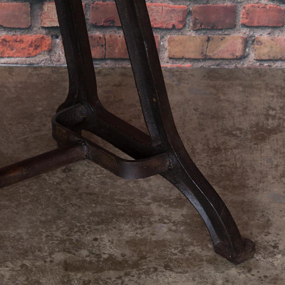 19th Century Antique Dining Table with Industrial Iron Base