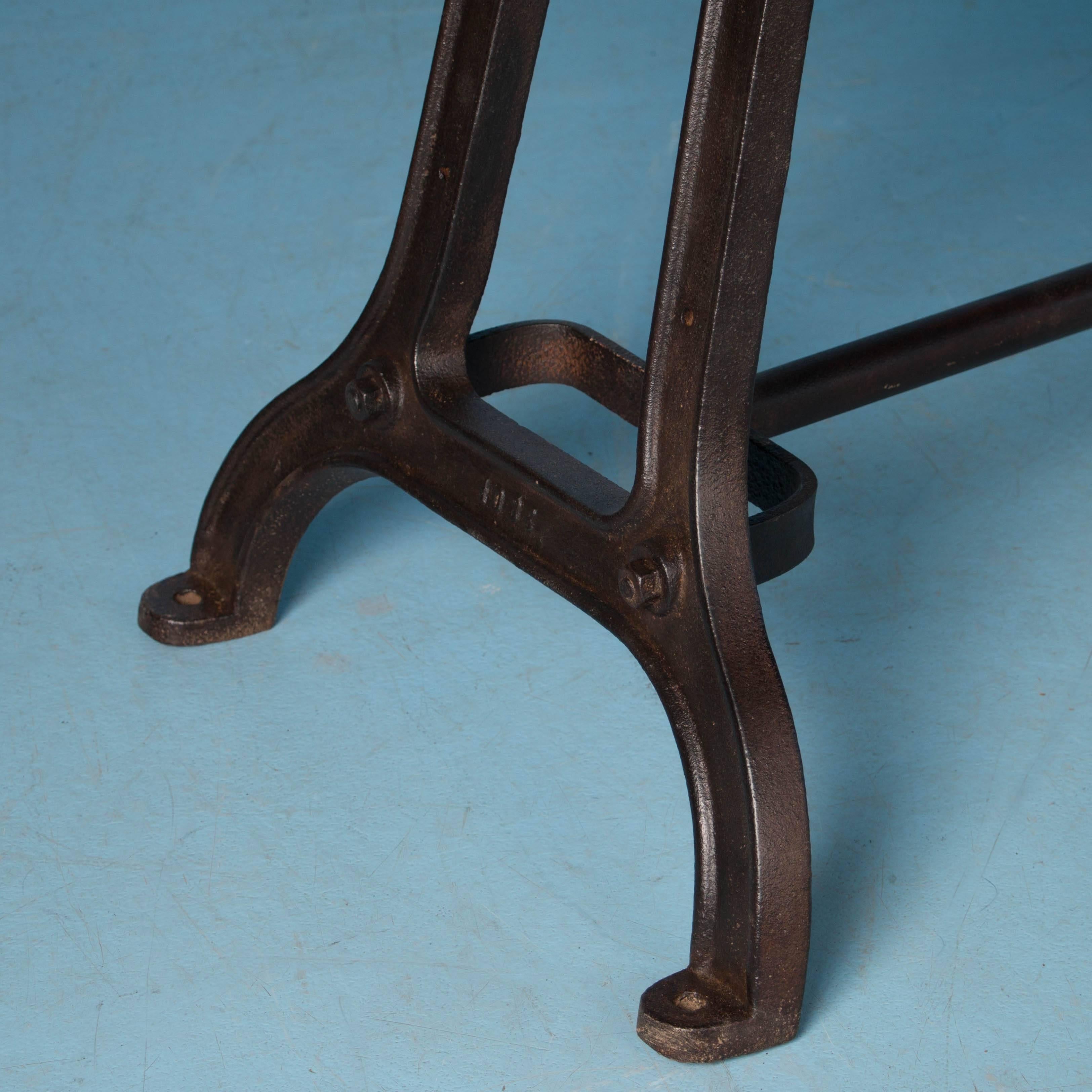 Antique Dining Table with Industrial Iron Base 1