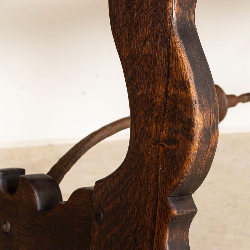 Wood Antique Dining Table with Scrolled Iron Base from Spain