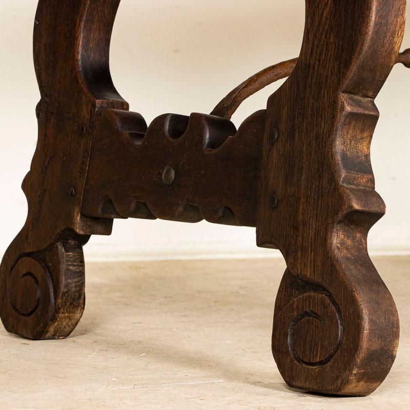 Antique Dining Table with Scrolled Iron Base from Spain 2