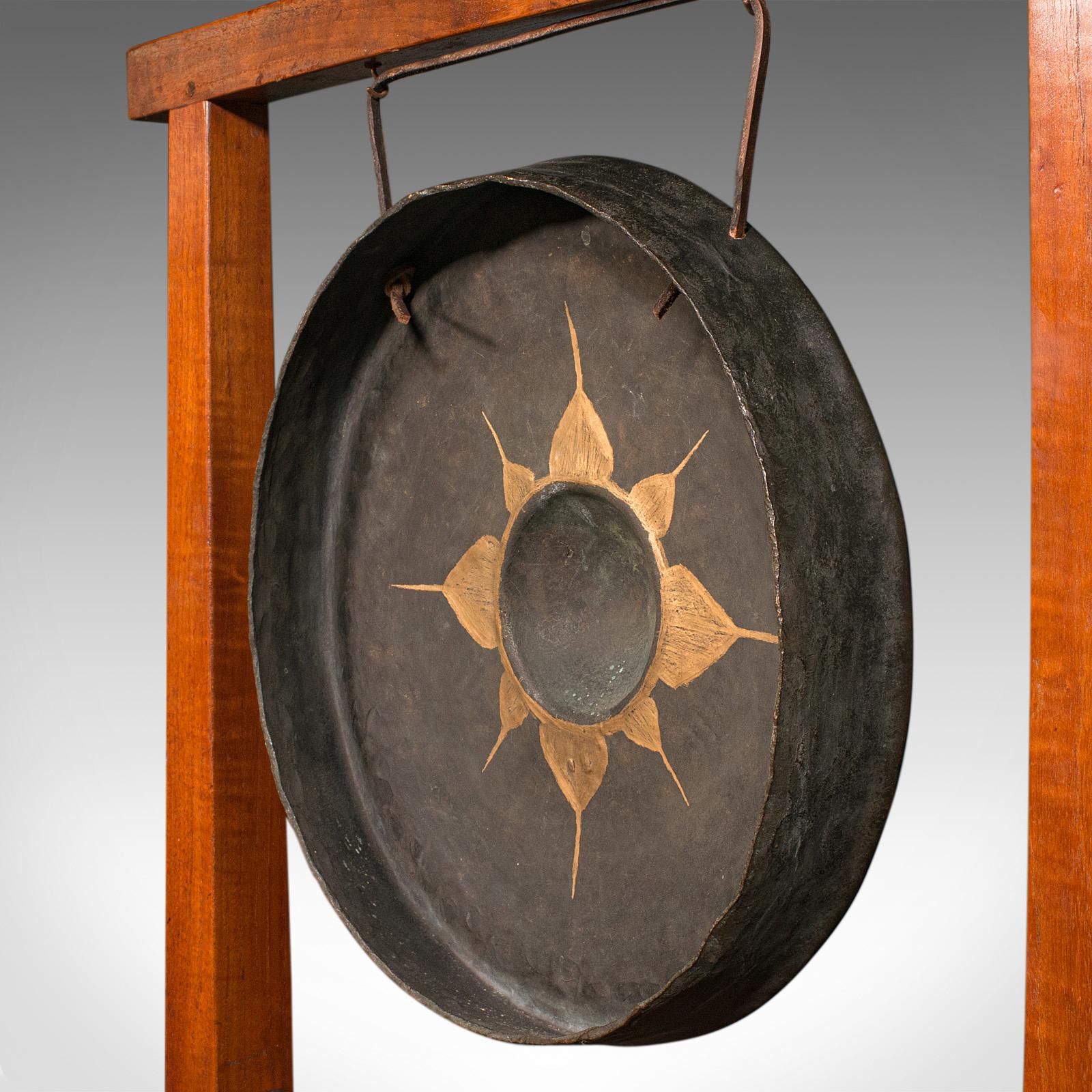 20th Century Antique Dinner Gong, English, Fruitwood, Large Chime, Arts & Crafts, Edwardian For Sale