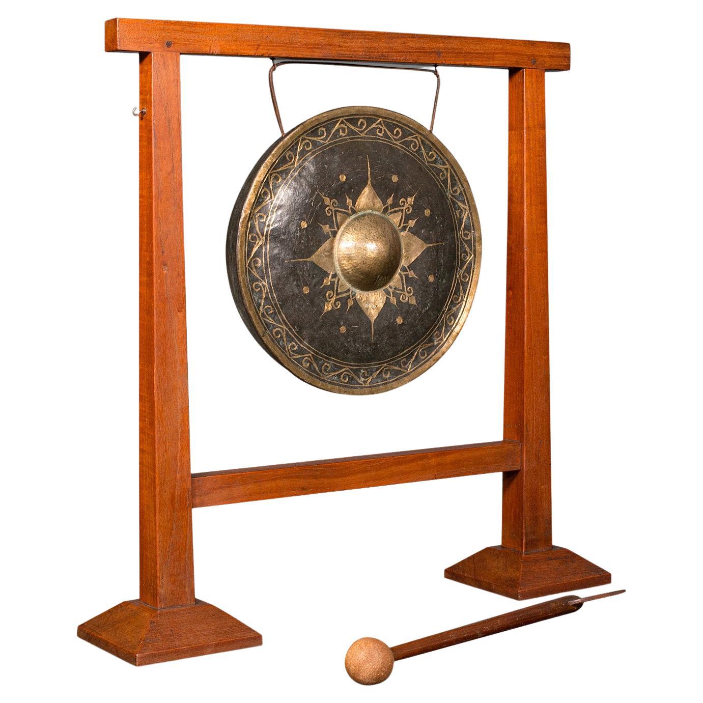 Antique Dinner Gong, English, Fruitwood, Large Chime, Arts & Crafts, Edwardian