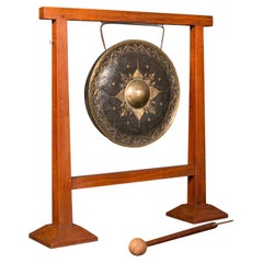 Antique Dinner Gong, English, Fruitwood, Large Chime, Arts & Crafts, Edwardian
