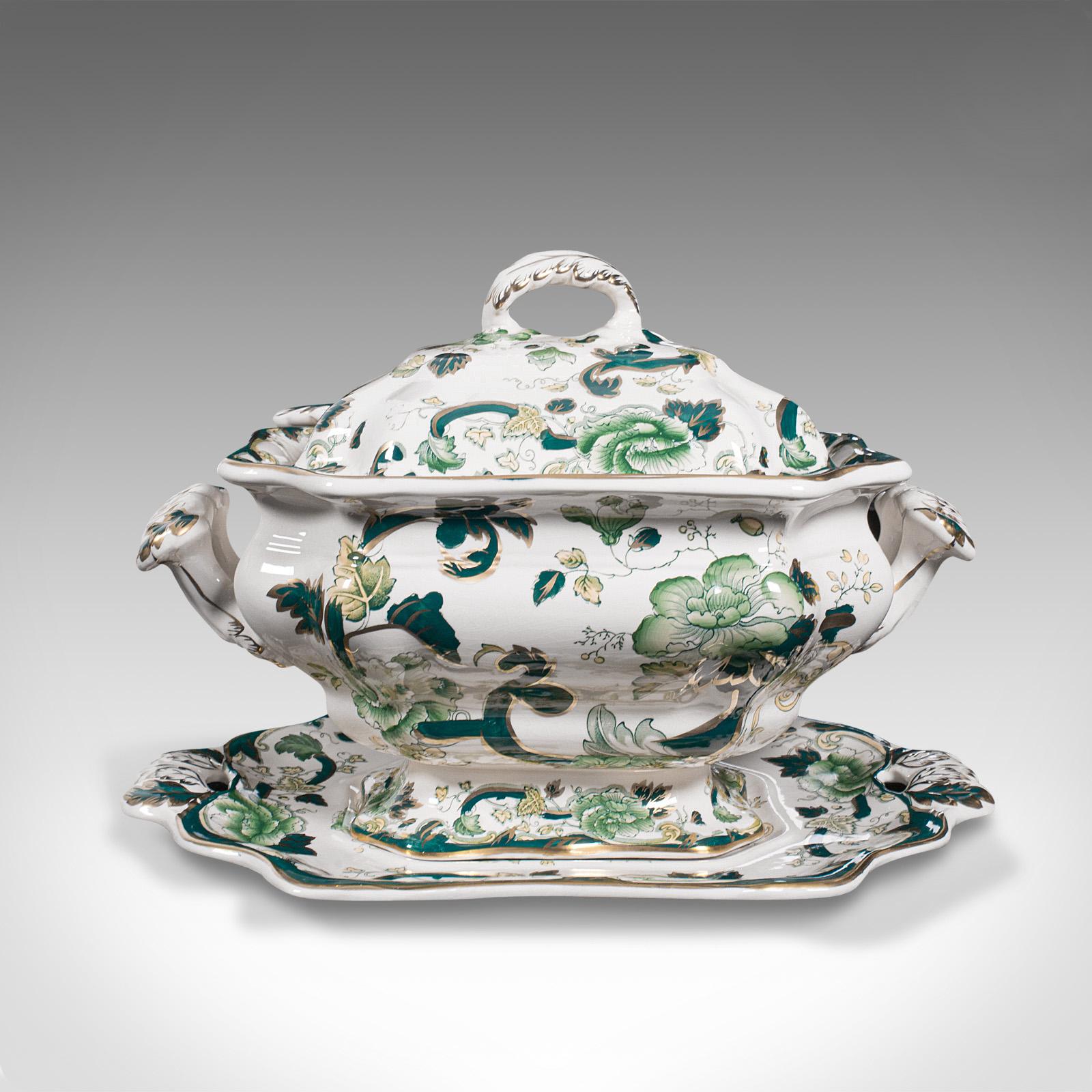 Antikes Tafelservice-Set, Englisch, Keramikterrine, Tablett, Topf, Krug, um 1920 (Britisch) im Angebot