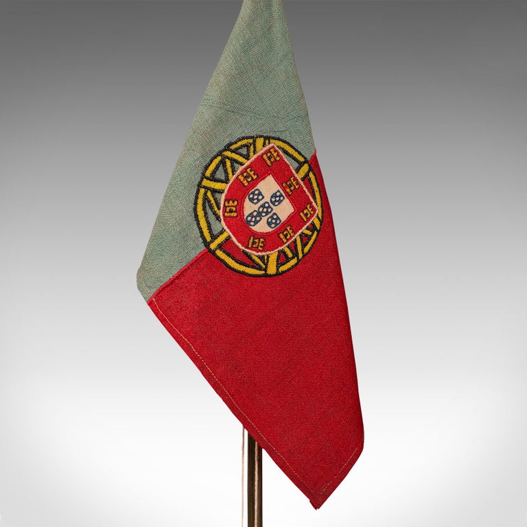 Antique Diplomat's Desk Flag, Continental, Brass, Portuguese, circa 1920 1