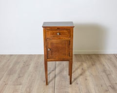 Antique Directoire Bedside Nightstand Table In Walnut And Marquetry - Italy 19th