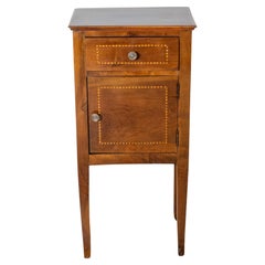 Antique Directoire Bedside Nightstand Table In Walnut And Marquetry - Italy 19th