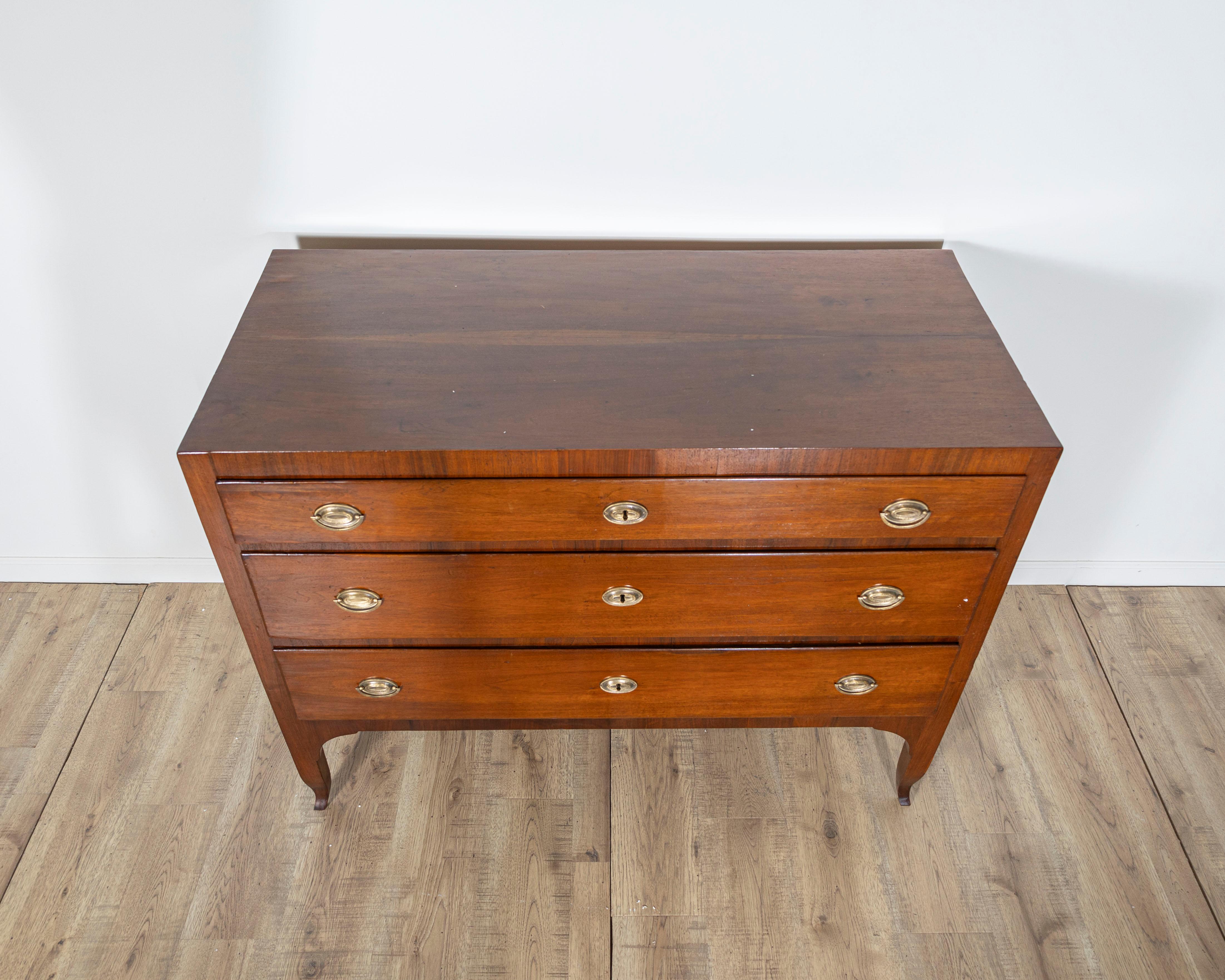 Italian Antique Directoire Chest Of Drawers In Walnut For Sale