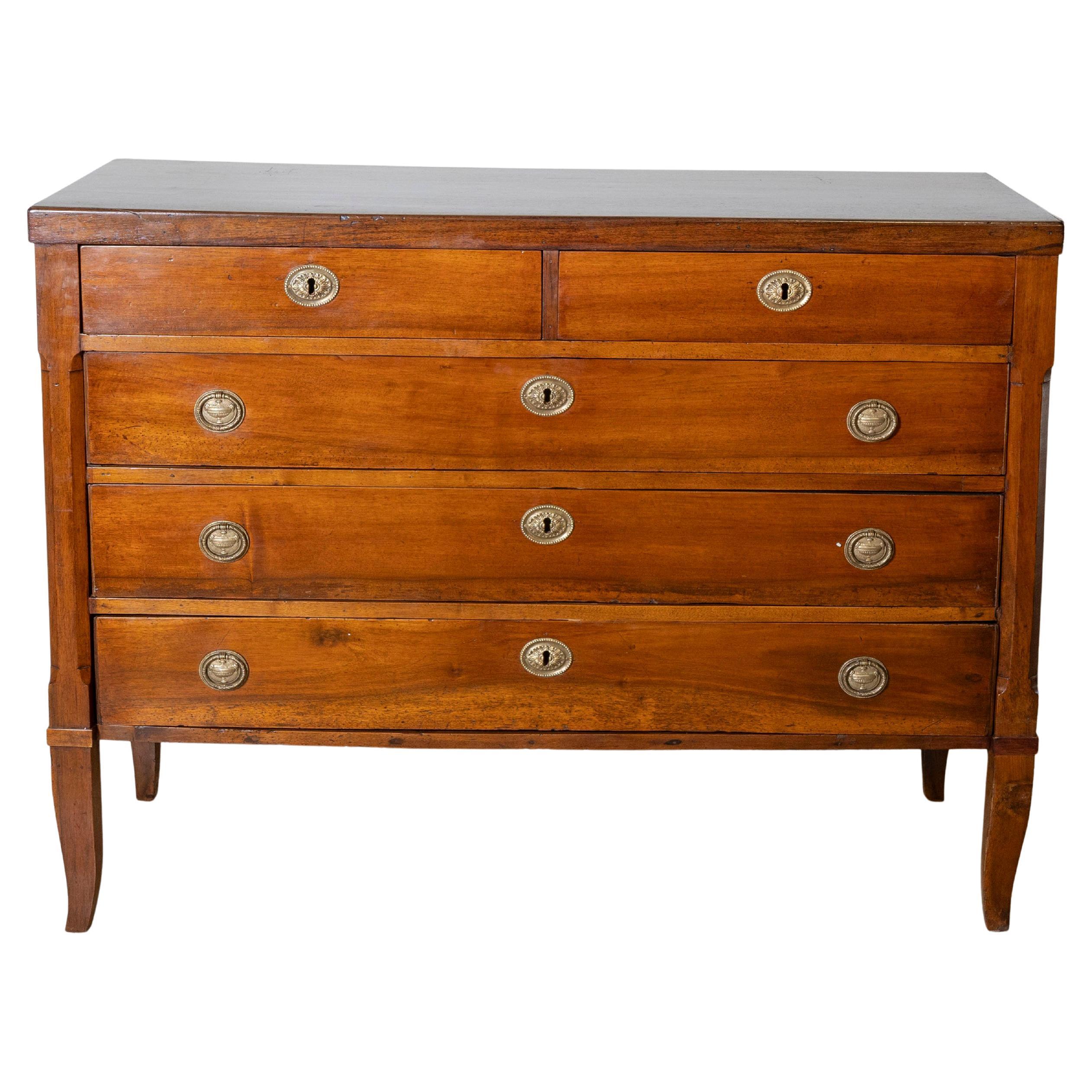 Commode ancienne d'époque Directoire en noyer - Italie 18ème siècle