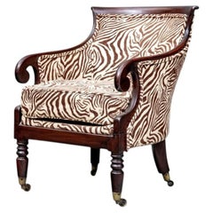 Antique Directoire Style Arm Chair In Custom Zebra Print Fabric