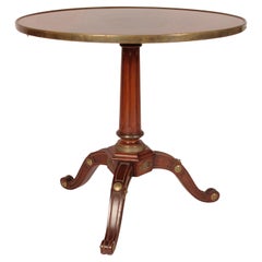 Gueridón Antiguo de Caoba Montado en Latón Estilo Directoire