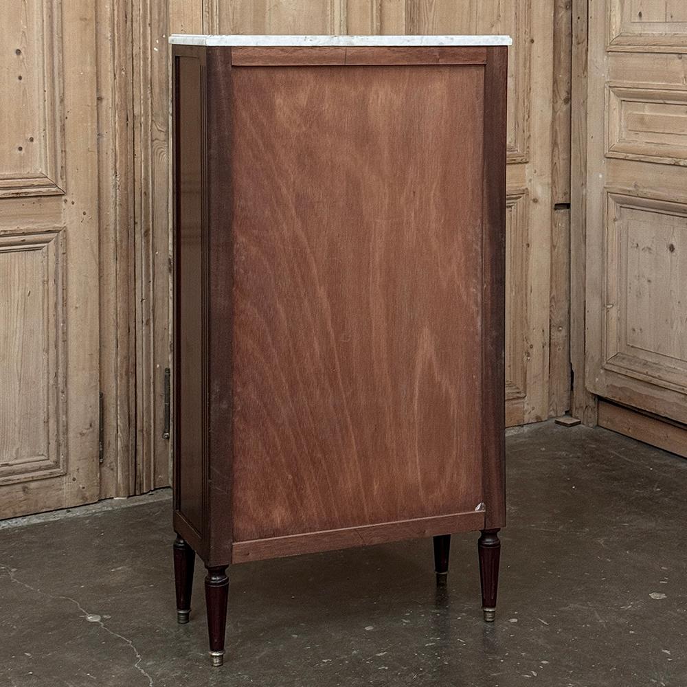 Antique Directoire Style Mahogany Petite Vitrine with Carrara Marble en vente 12