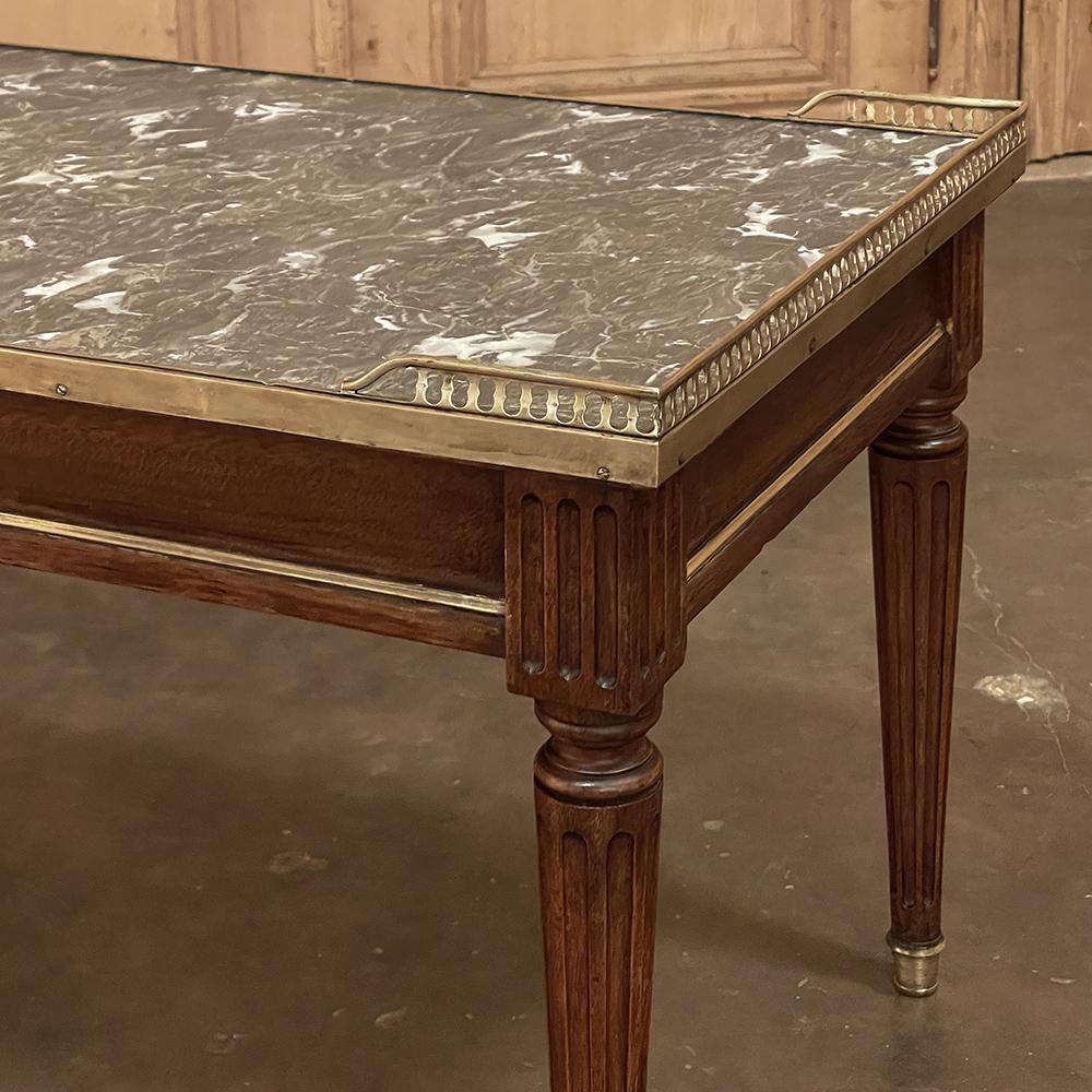 Antique Directoire Style Marble Top Coffee Table For Sale 3