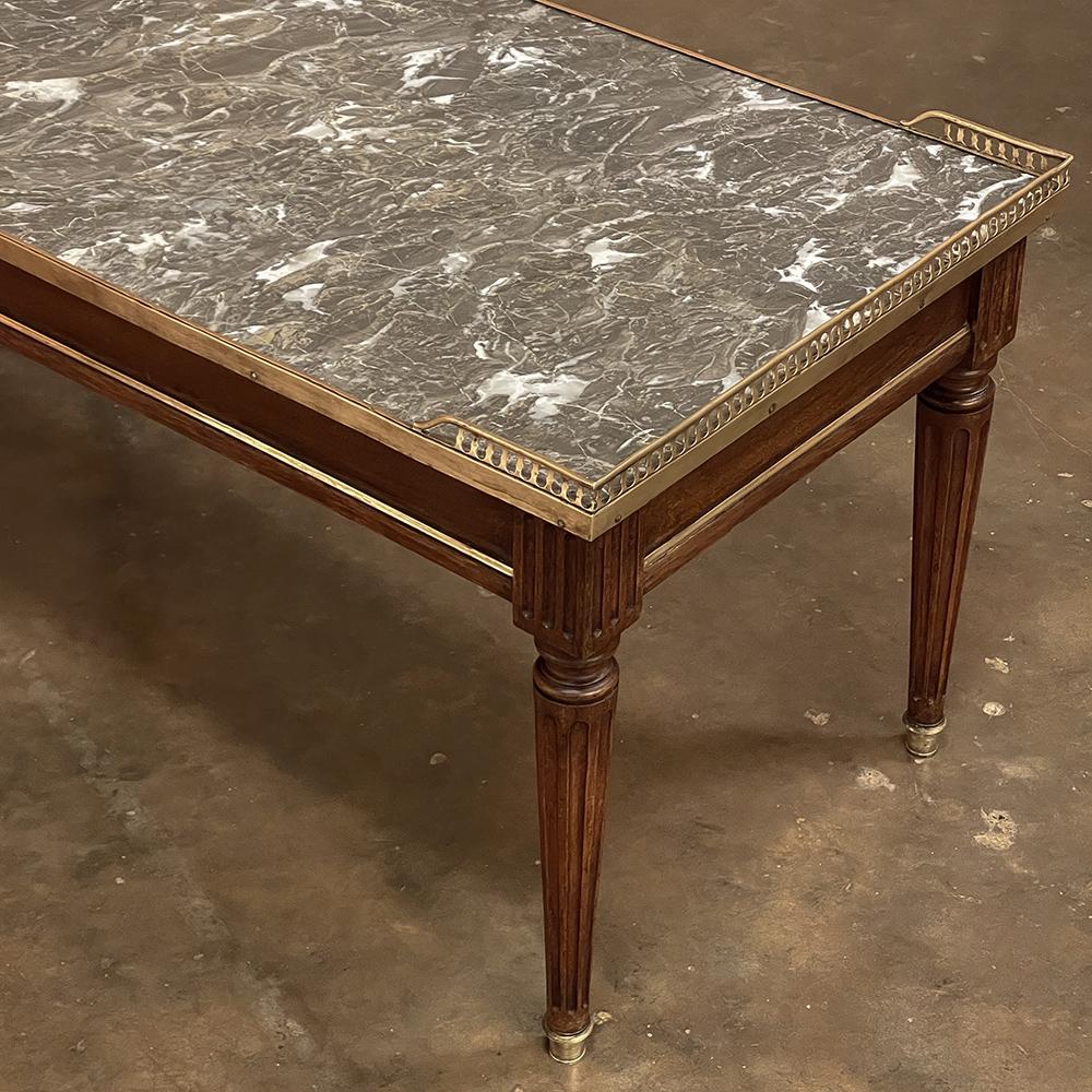 Antique Directoire Style Marble Top Coffee Table For Sale 7