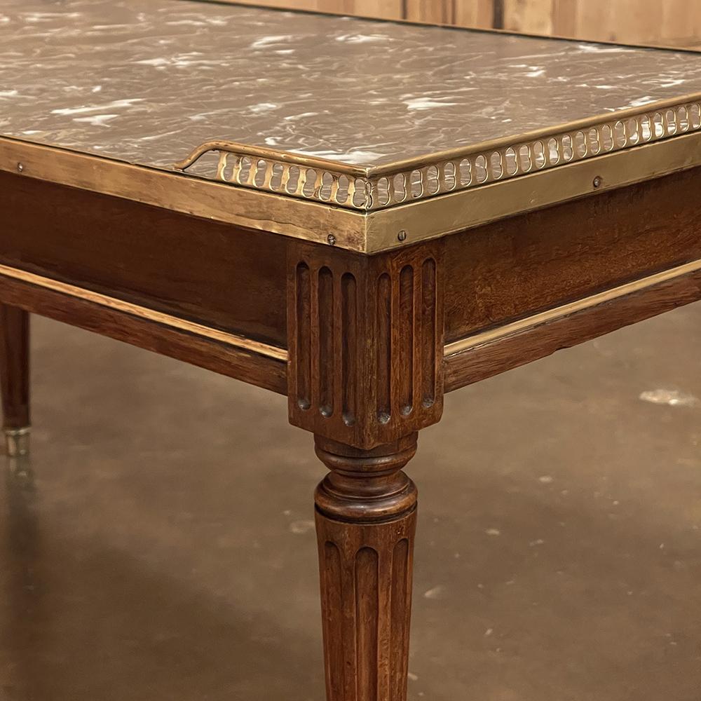 Antique Directoire Style Marble Top Coffee Table For Sale 8