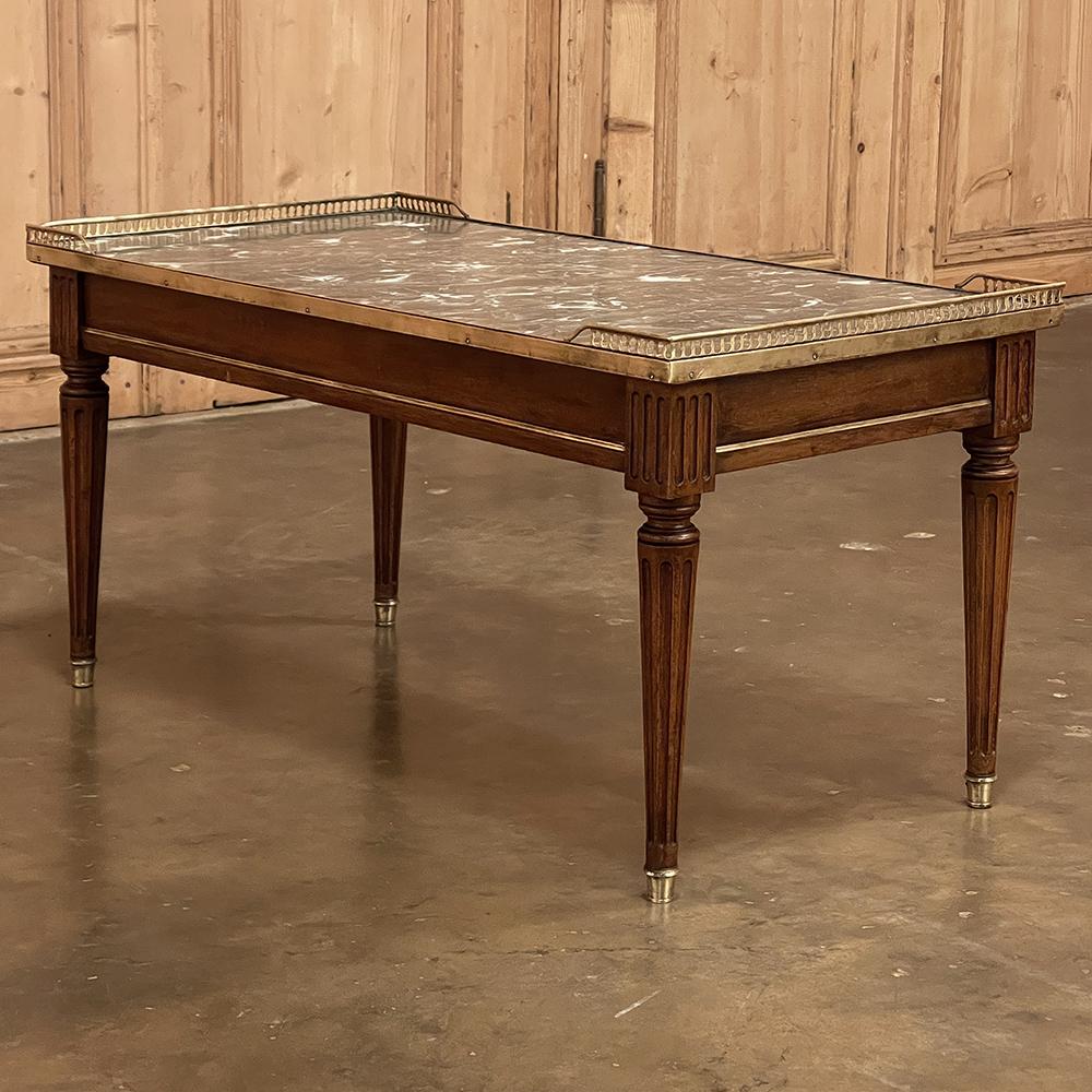 Antique Directoire Style Marble Top Coffee Table For Sale 11