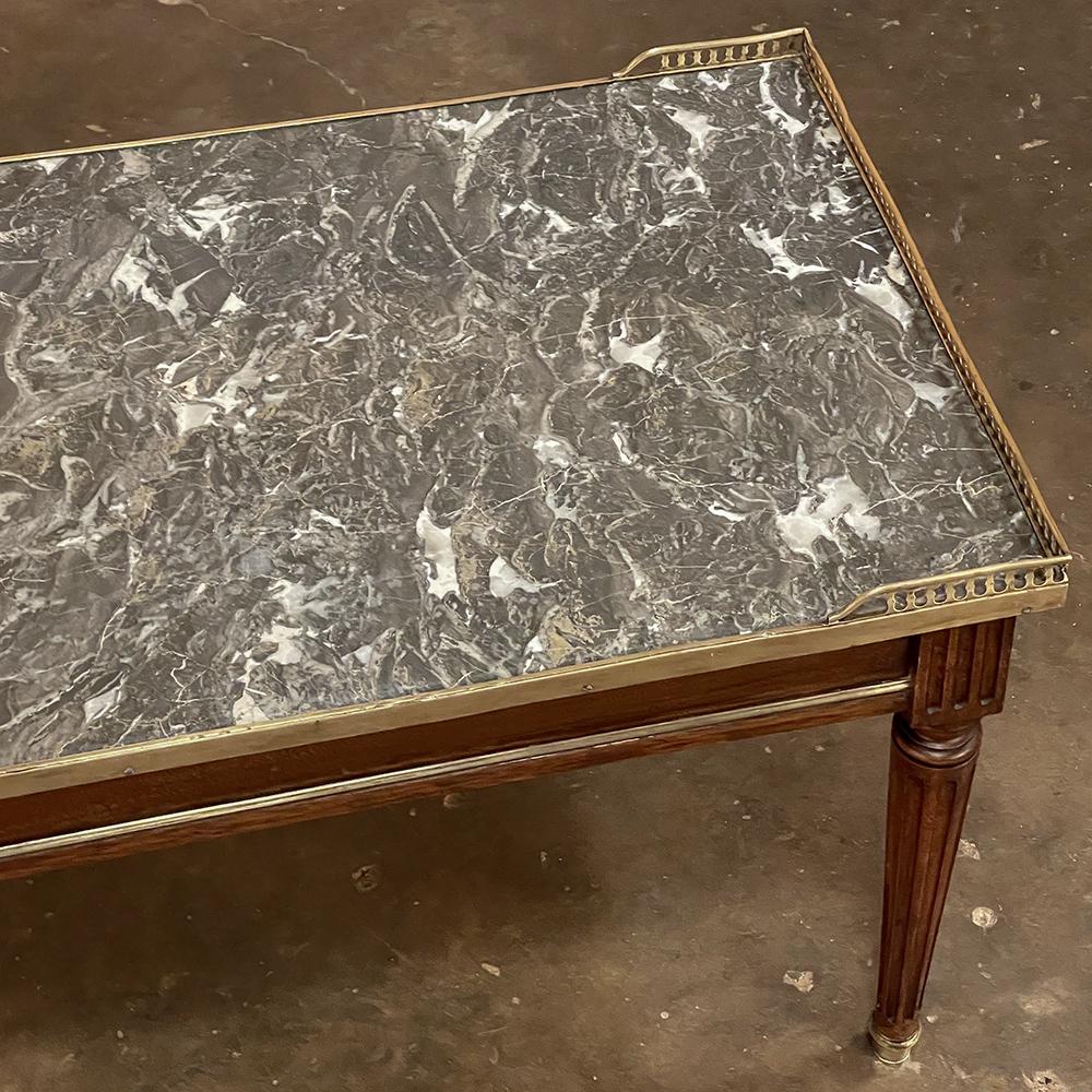20th Century Antique Directoire Style Marble Top Coffee Table For Sale