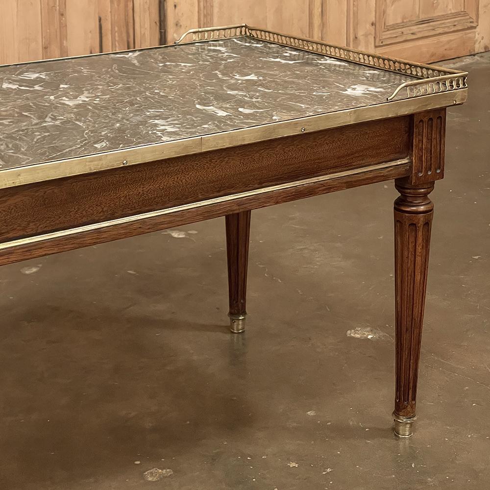 Antique Directoire Style Marble Top Coffee Table For Sale 1