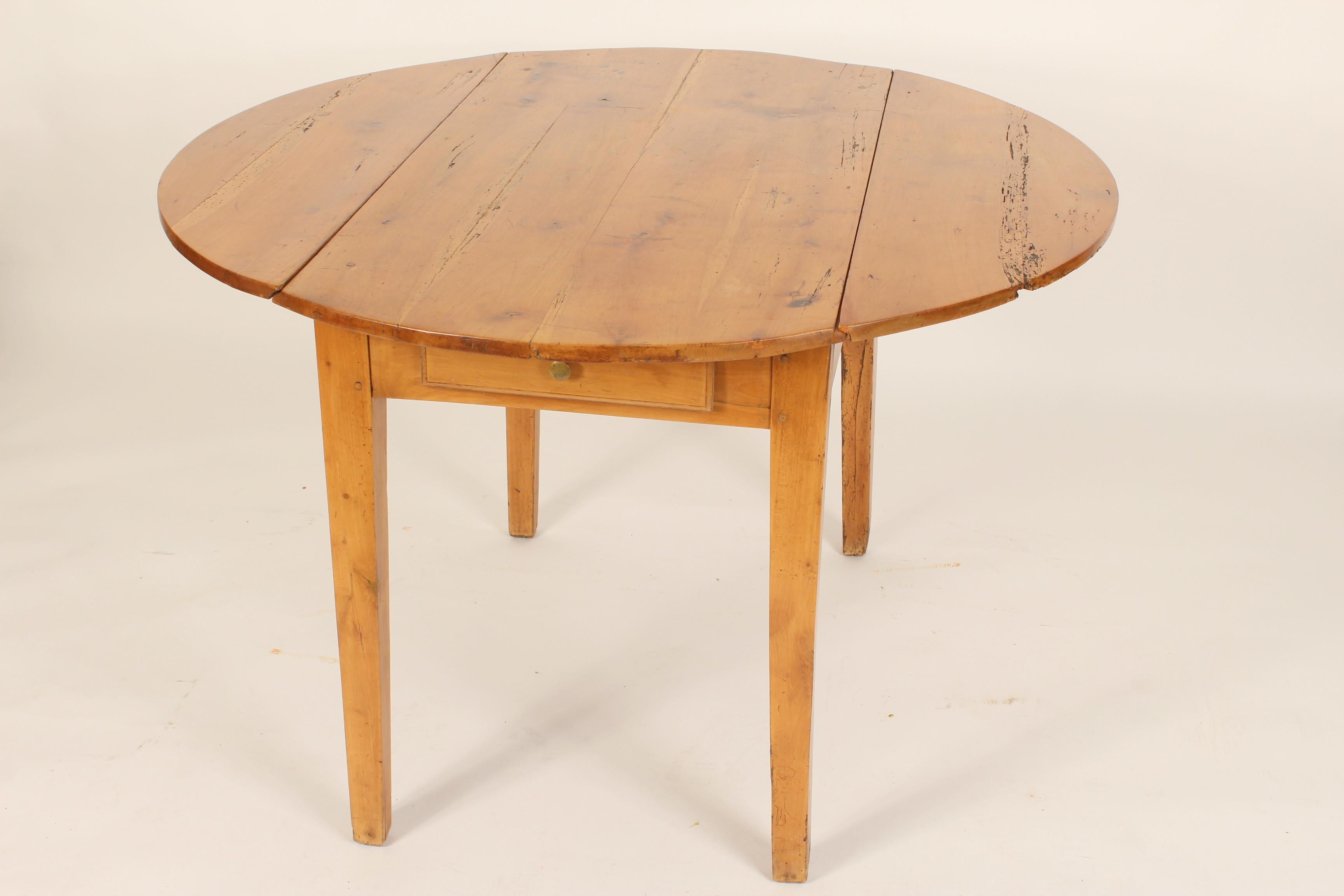 European Antique Directoire Style Pine Drop-Leaf Table