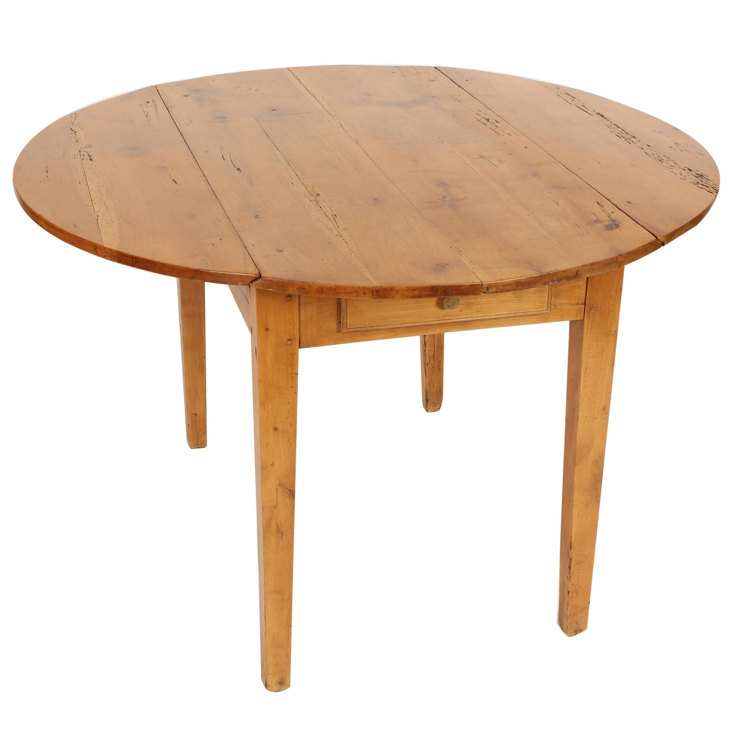 Antique Directoire Style Pine Drop-Leaf Table