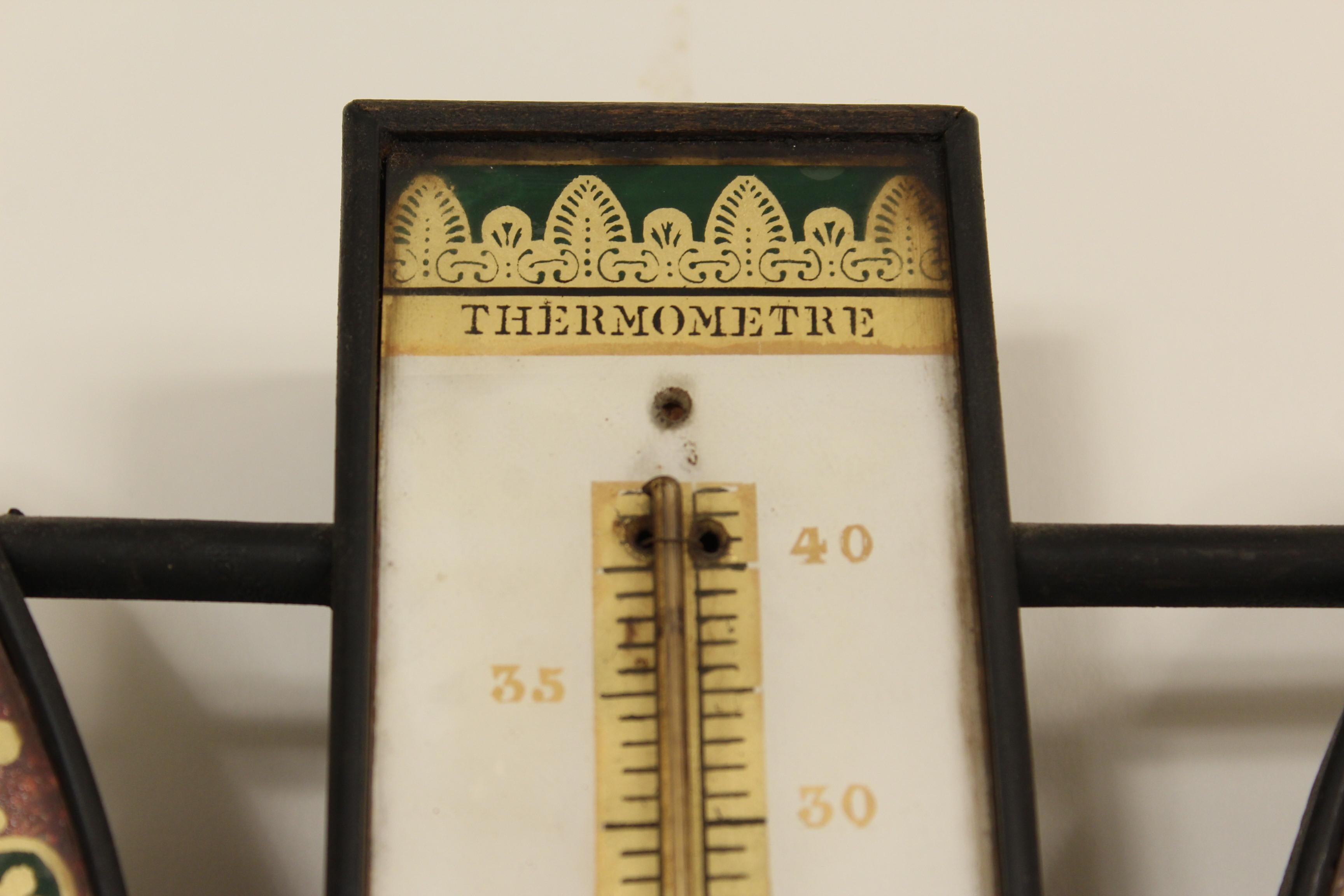 19th Century Antique Directoire Style Verre Églomisé Glass Barometer For Sale