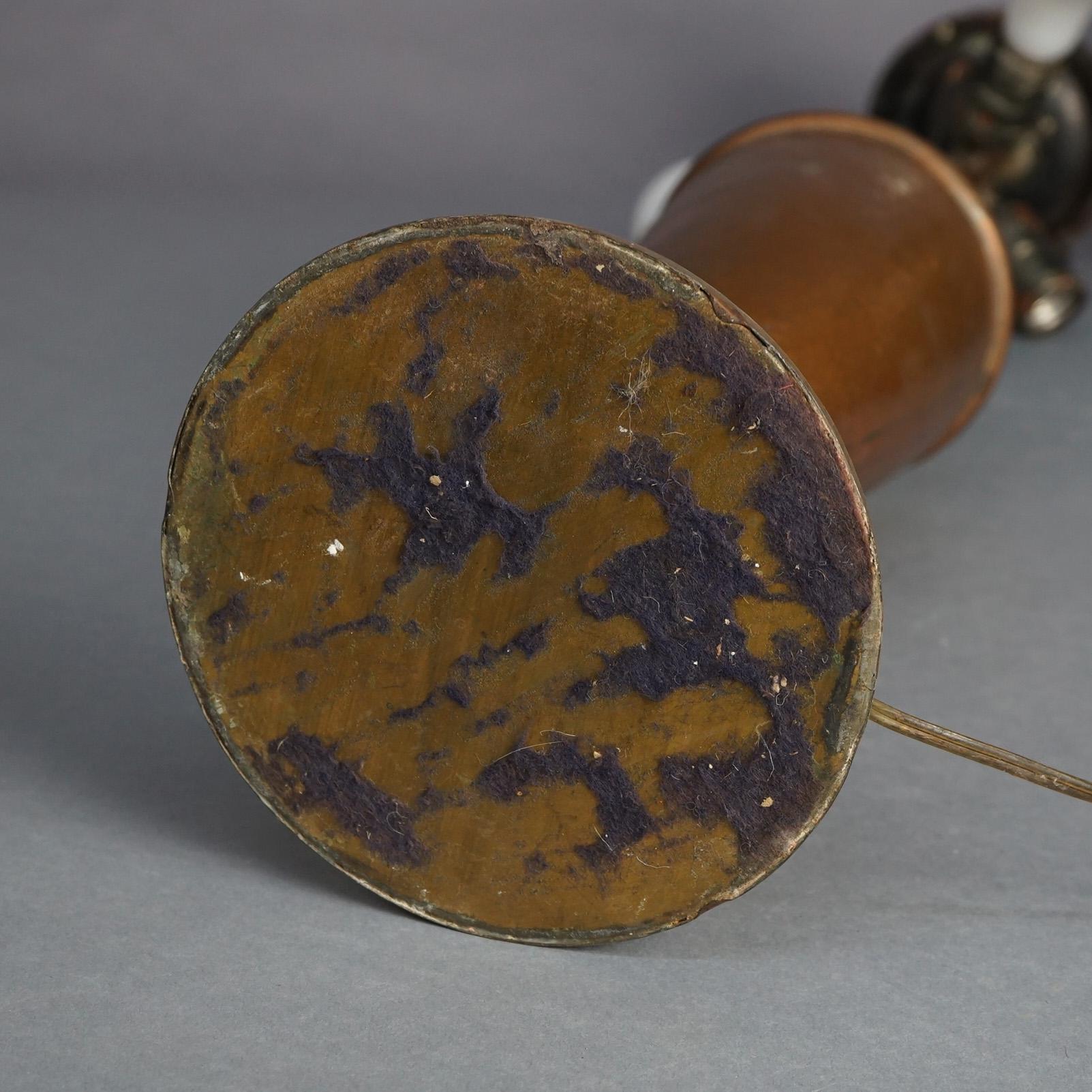 Antique Dirk Van Erp Benedict Studios Hammered Copper Lamp w/ Mica Inserts c1910 1