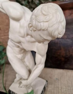 Antique Diskobolos Sculpture of Alabaster and Marble
