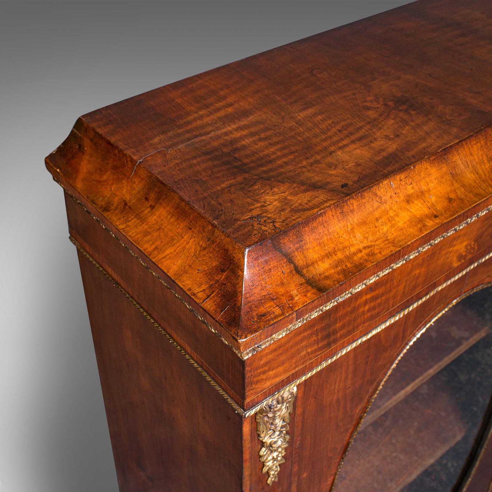 Antique Display Bookcase, English, Walnut, Boxwood, Empire, Cabinet, Regency 3