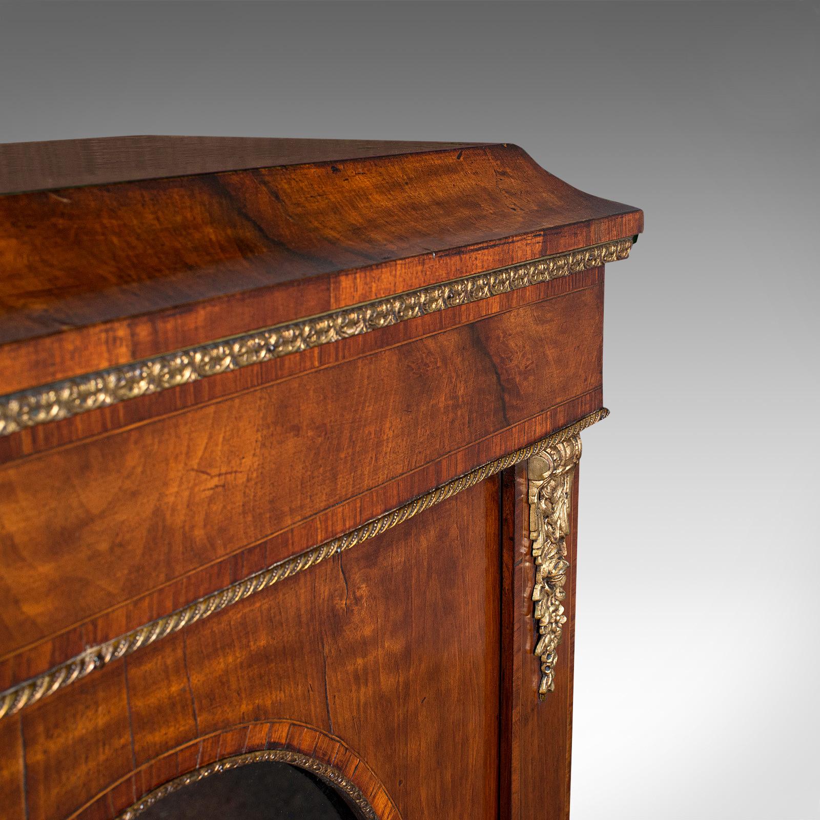 Antique Display Bookcase, English, Walnut, Boxwood, Empire, Cabinet, Regency 4