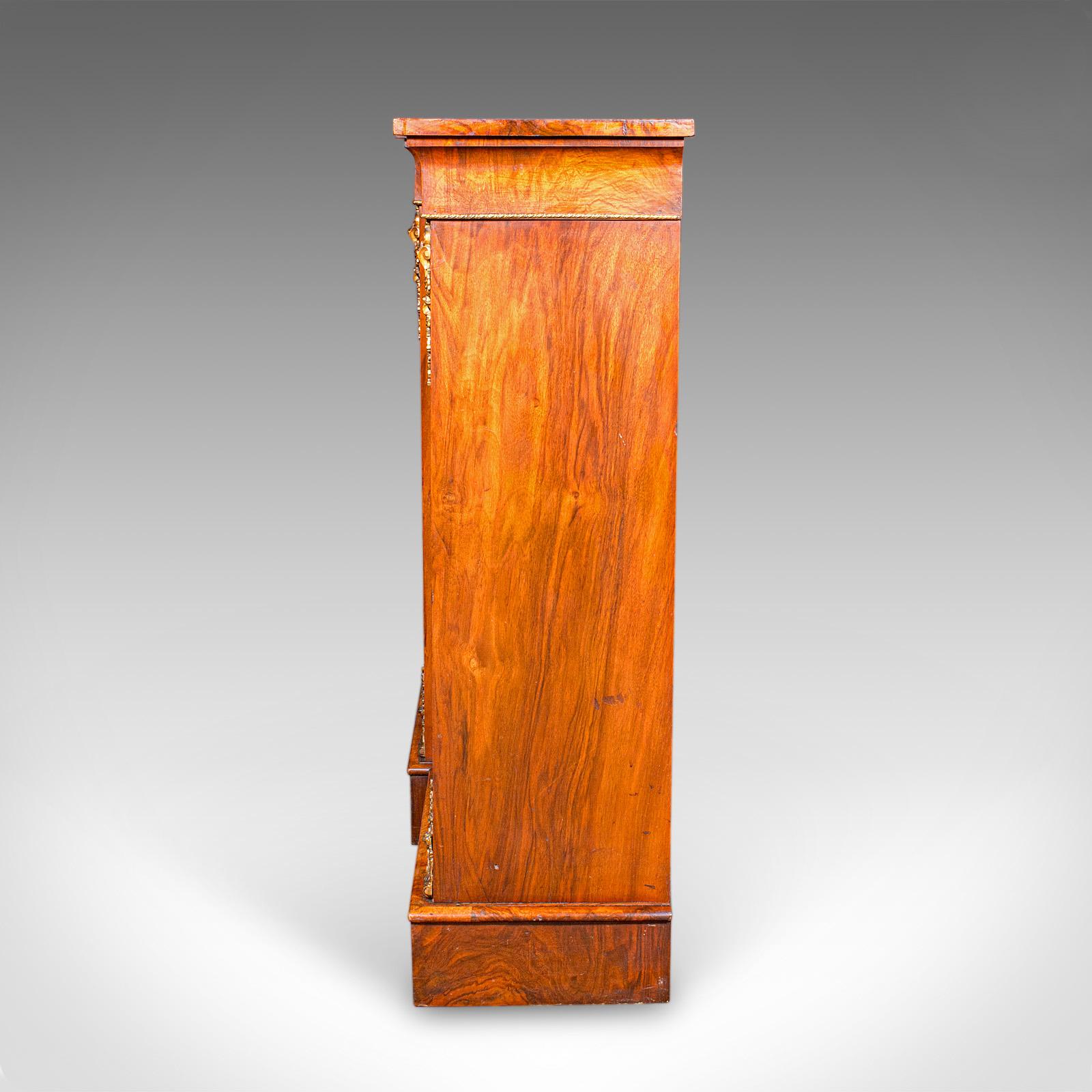 Antique Display Bookcase, English, Walnut, Breakfront Library Cabinet, Regency For Sale 1