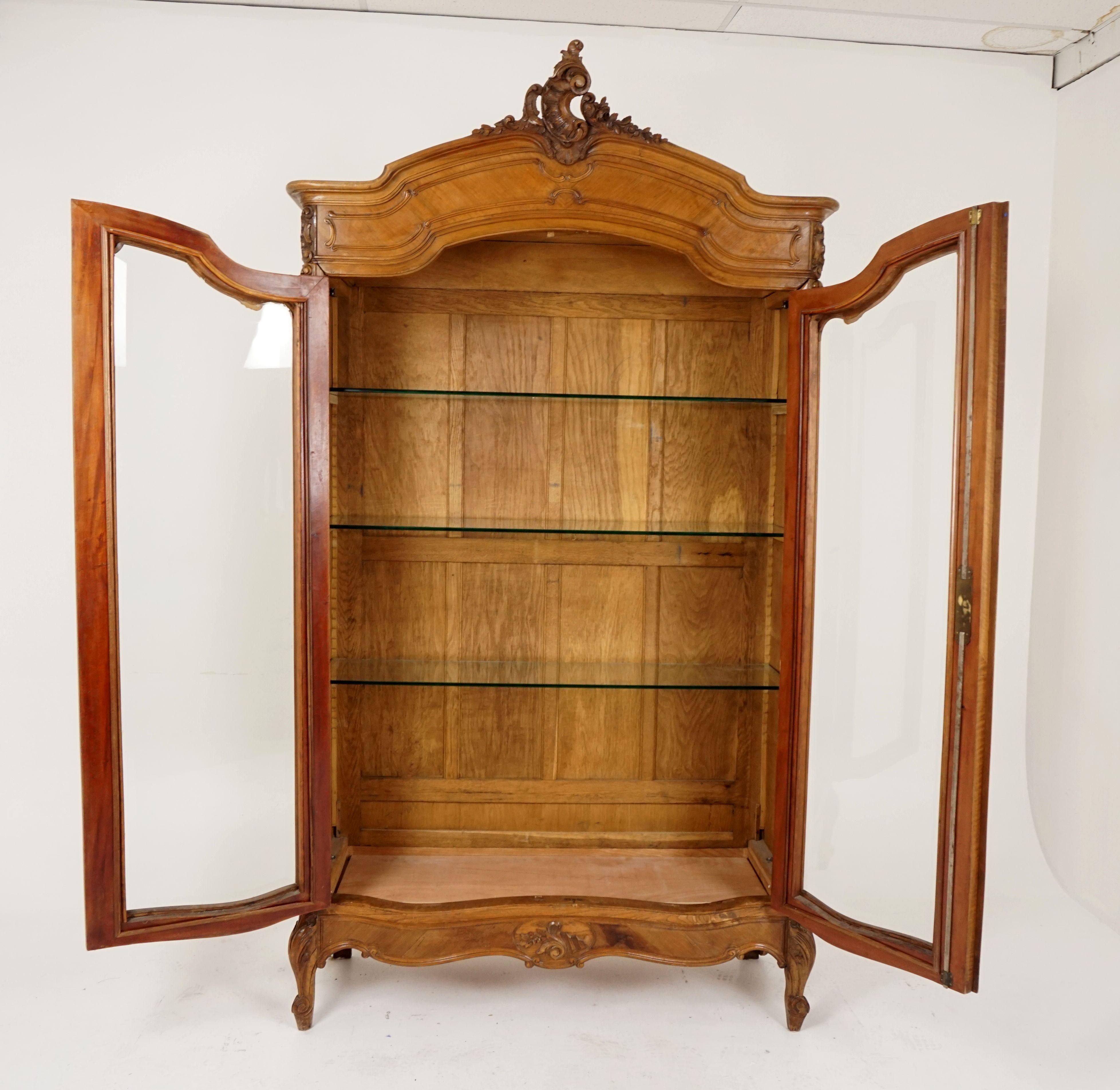 Hand-Crafted Antique Display Cabinet, 19th Century, Walnut, France 1880, B2567