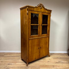 Antique display cabinet  cherry wood  Louis Philippe 1830  pretzel panels