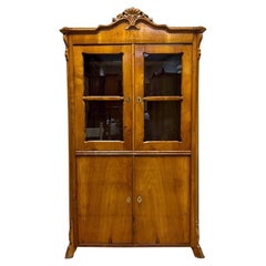 Vitrine ancienne  Wood Wood  Louis Philippe 1830  panneaux de bretzel