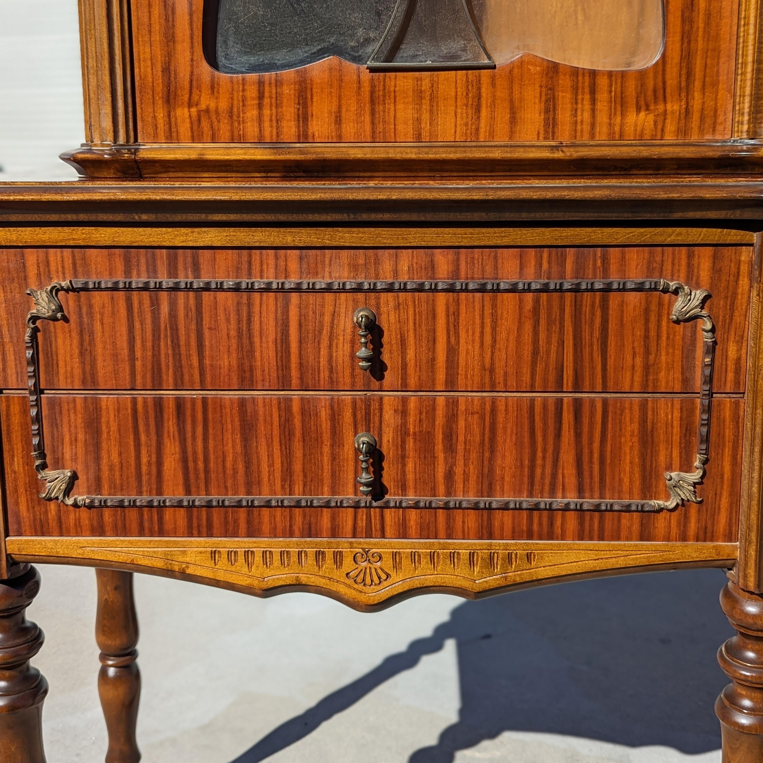 Vitrina Antigua, Armario Buffet para China, Patas de Madera Torneadas, Cristal en venta 7
