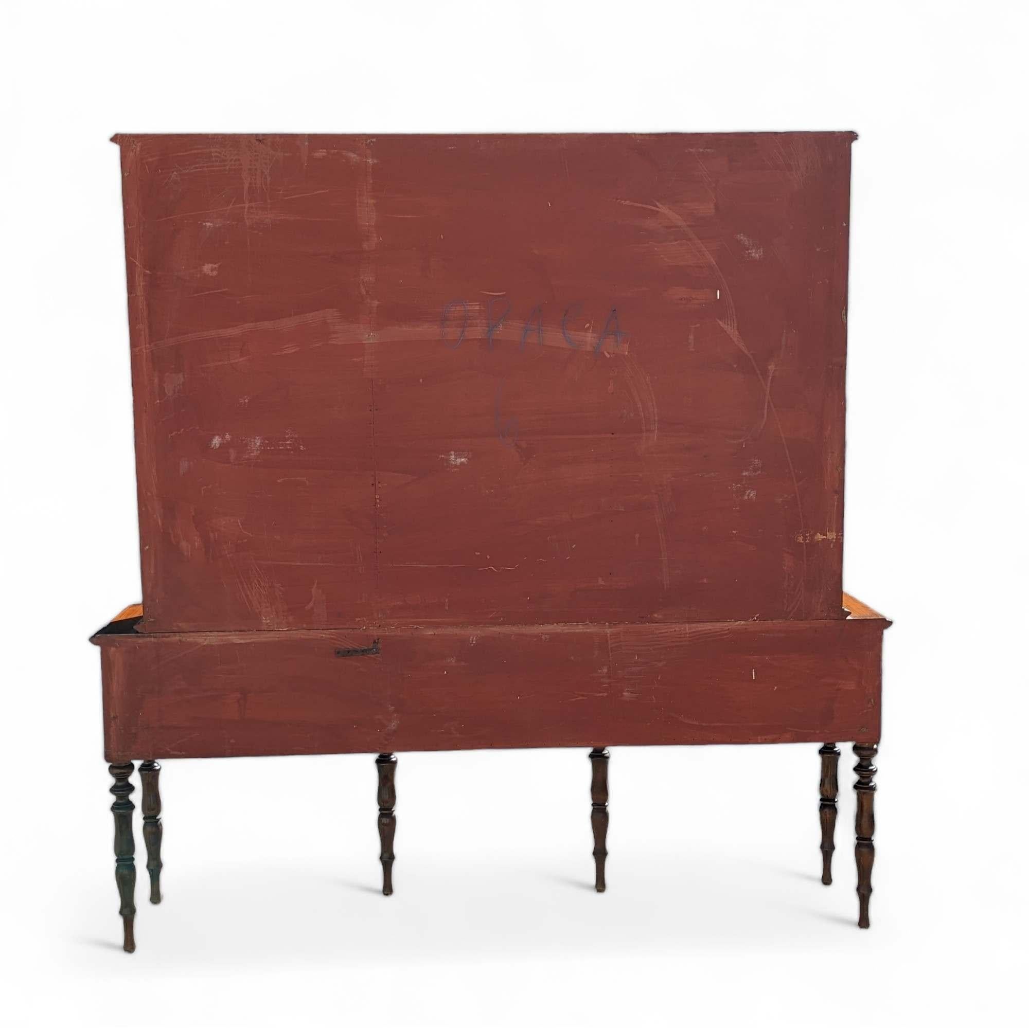 Vitrina Antigua, Armario Buffet para China, Patas de Madera Torneadas, Cristal Italiano en venta