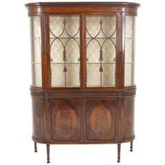 Antique Display Cabinet, Edwardian Inlaid Walnut, Scotland 1910, B2353