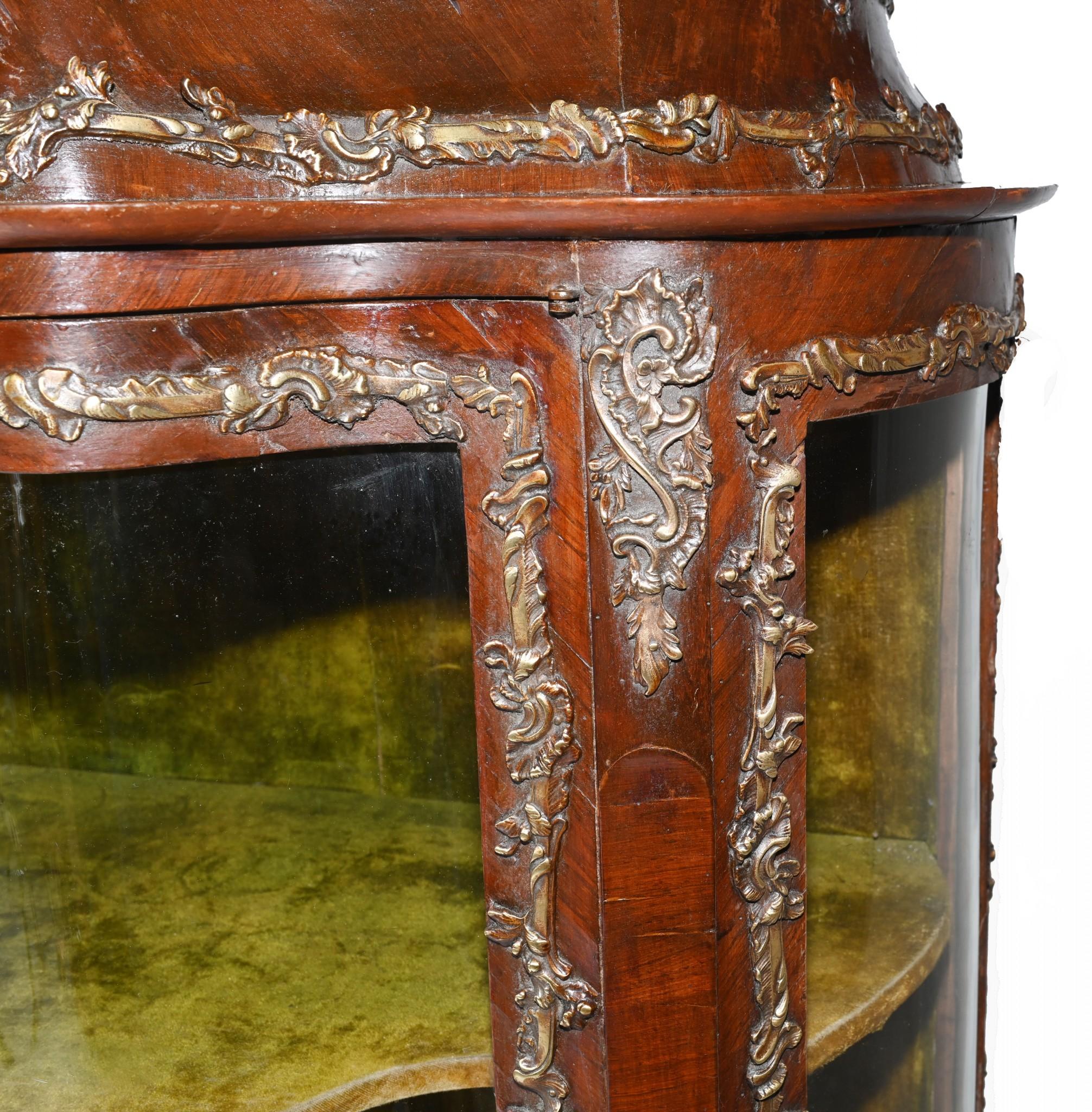Late 19th Century Antique Display Cabinet French Louis XVI Inlay Bijouterie For Sale